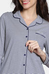 Zivame The Weekender Knit Cotton Pyjama Set - Medieval Blue — thumbnail 5